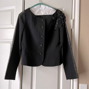 Womens rickie freeman for teri jon black wool button down blazer jacket 8